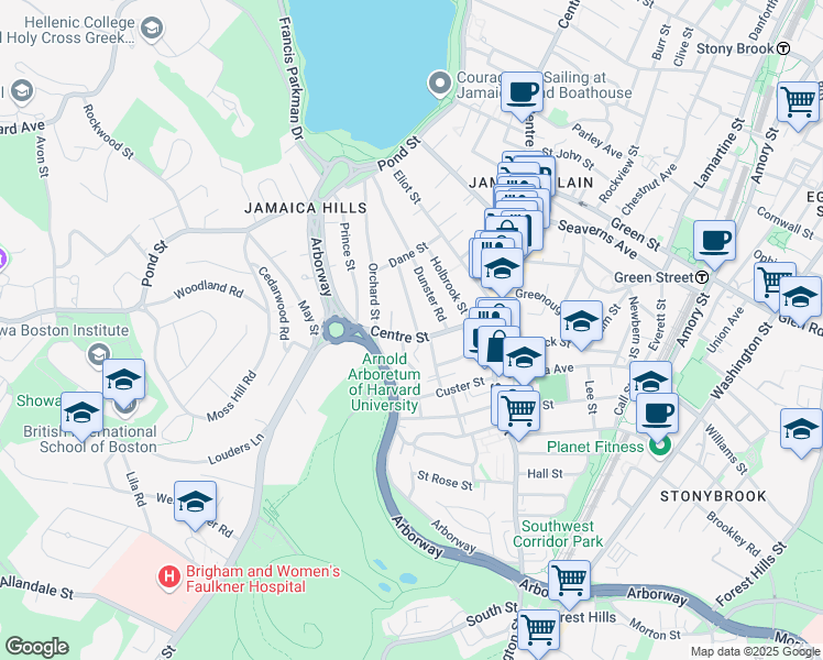 map of restaurants, bars, coffee shops, grocery stores, and more near 6 Aldworth Street in Boston