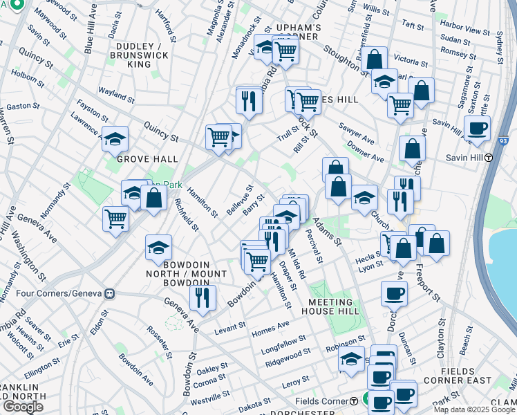 map of restaurants, bars, coffee shops, grocery stores, and more near 315 Clarkson Street in Boston