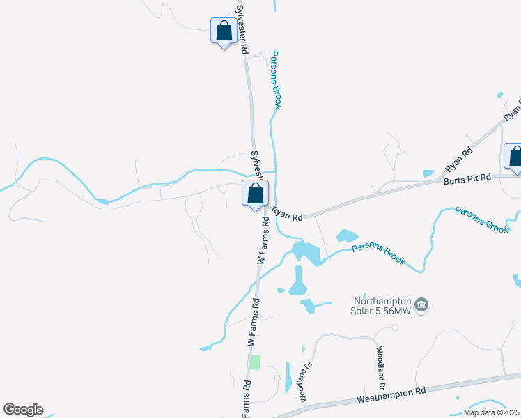 map of restaurants, bars, coffee shops, grocery stores, and more near 9 West Farms Road in Northampton