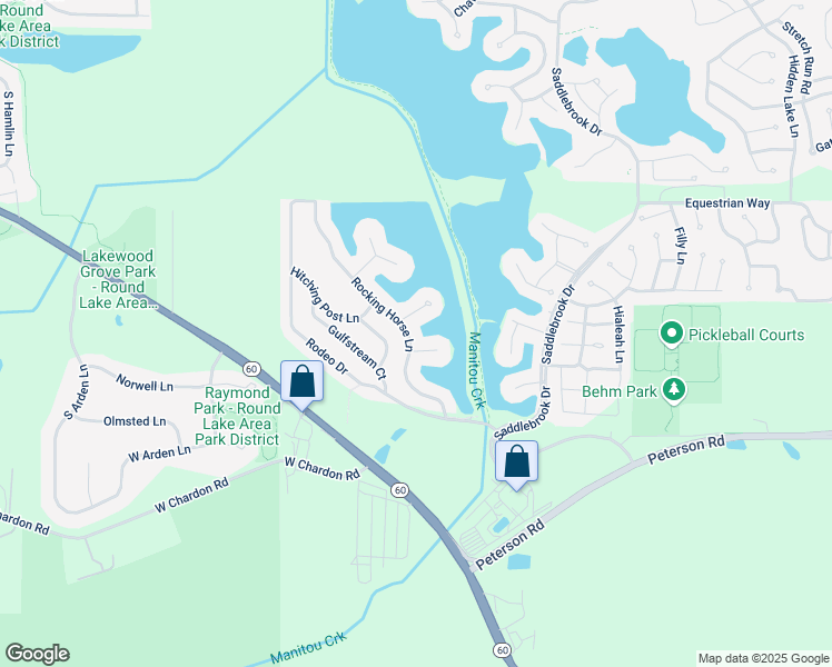 map of restaurants, bars, coffee shops, grocery stores, and more near 29 Rocking Horse Lane in Grayslake