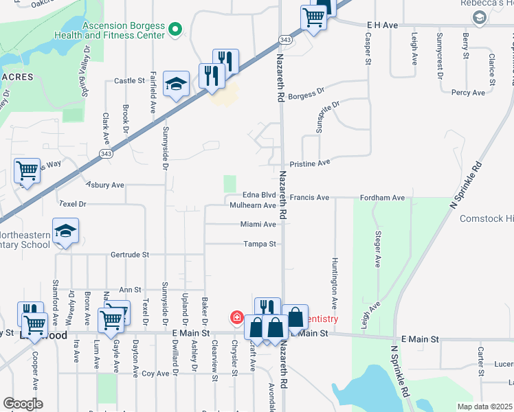 map of restaurants, bars, coffee shops, grocery stores, and more near 3420 Mulhearn Avenue in Kalamazoo