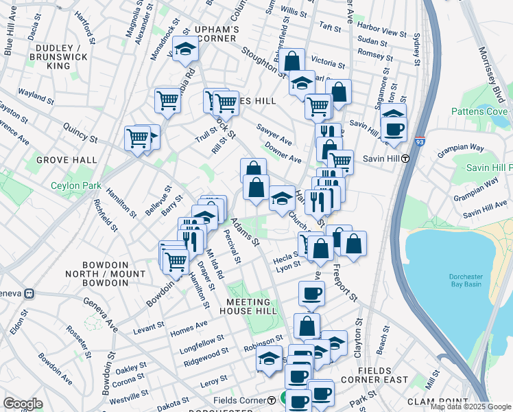 map of restaurants, bars, coffee shops, grocery stores, and more near in 