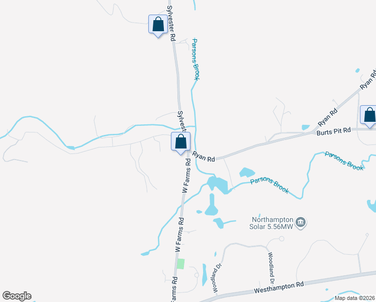 map of restaurants, bars, coffee shops, grocery stores, and more near 9 West Farms Road in Northampton
