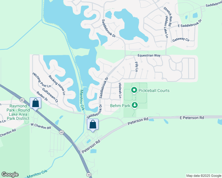 map of restaurants, bars, coffee shops, grocery stores, and more near 4 Mustang Court in Grayslake