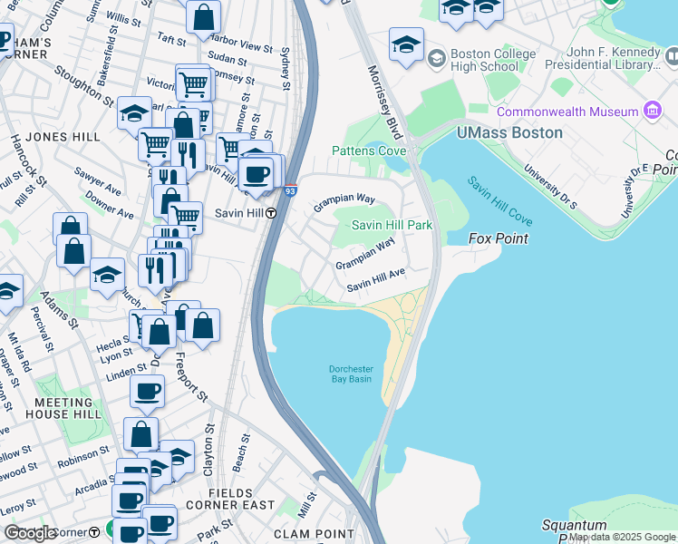 map of restaurants, bars, coffee shops, grocery stores, and more near in Boston