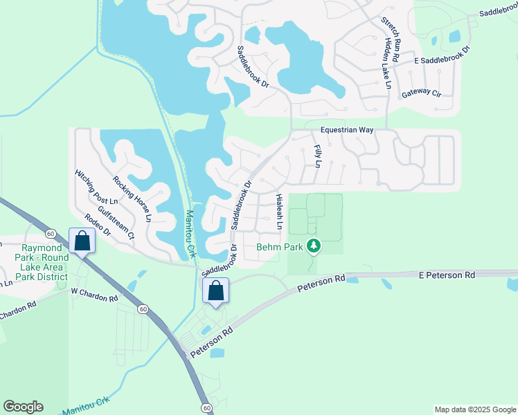 map of restaurants, bars, coffee shops, grocery stores, and more near 4 Mustang Court in Grayslake