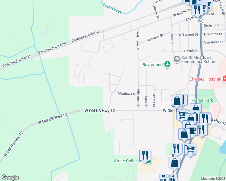 map of restaurants, bars, coffee shops, grocery stores, and more near 726 Fieldstone Circle West in Chelsea