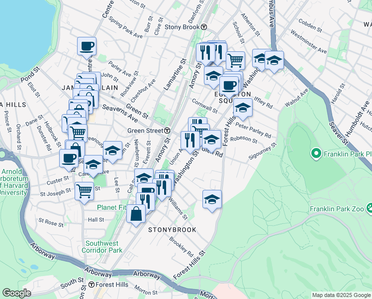 map of restaurants, bars, coffee shops, grocery stores, and more near 22R Union Avenue in Boston