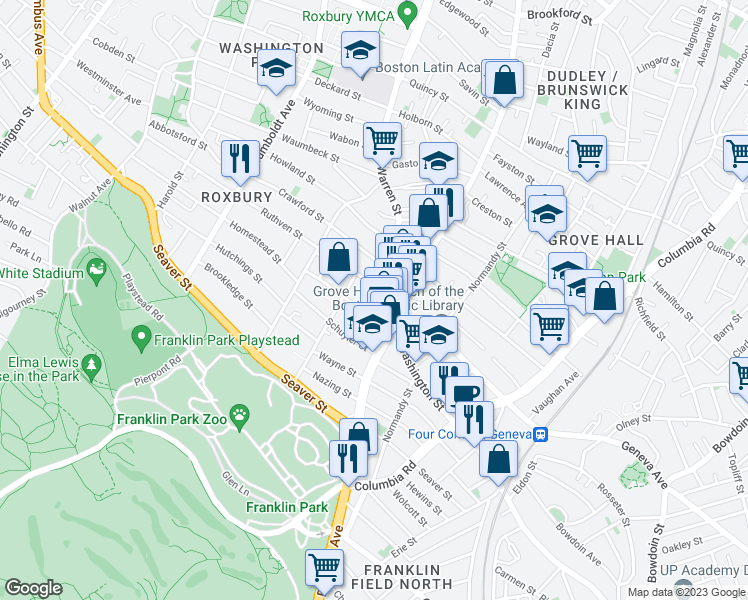 map of restaurants, bars, coffee shops, grocery stores, and more near 10 Hartwell Street in Boston