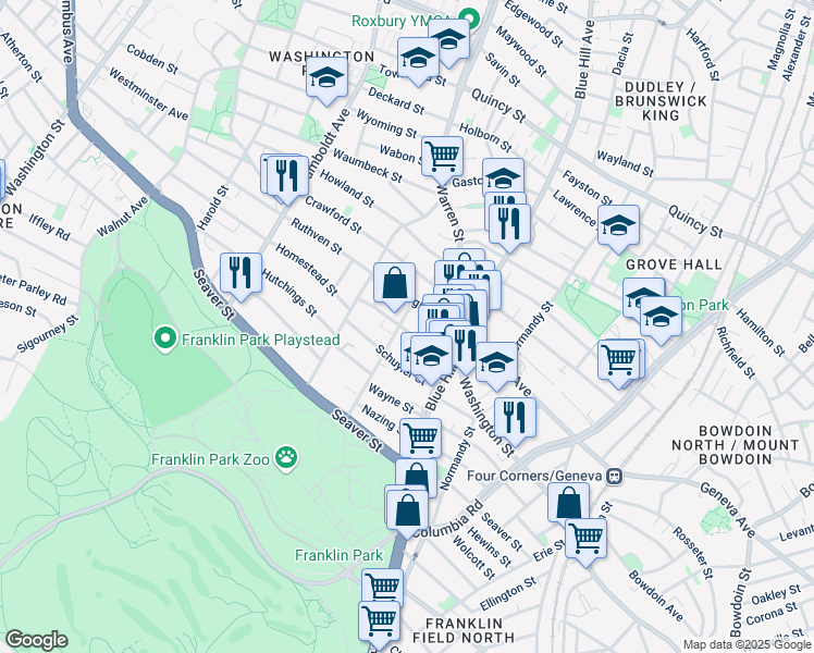 map of restaurants, bars, coffee shops, grocery stores, and more near 46 Cheney Street in Boston