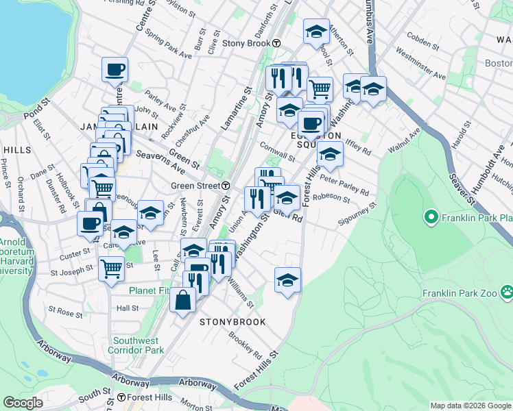 map of restaurants, bars, coffee shops, grocery stores, and more near 22R Union Avenue in Boston