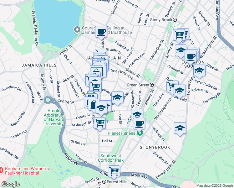 map of restaurants, bars, coffee shops, grocery stores, and more near 83 Elm Street in Boston