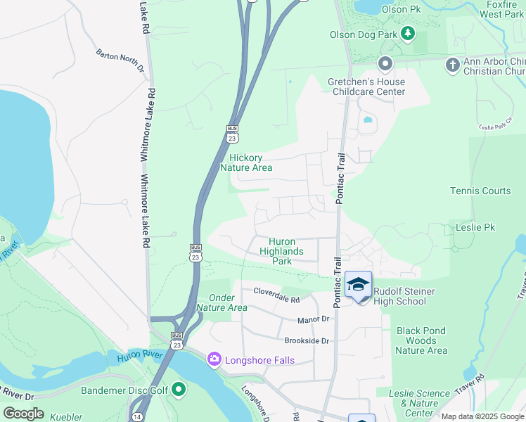 map of restaurants, bars, coffee shops, grocery stores, and more near 333 Skydale Drive in Ann Arbor