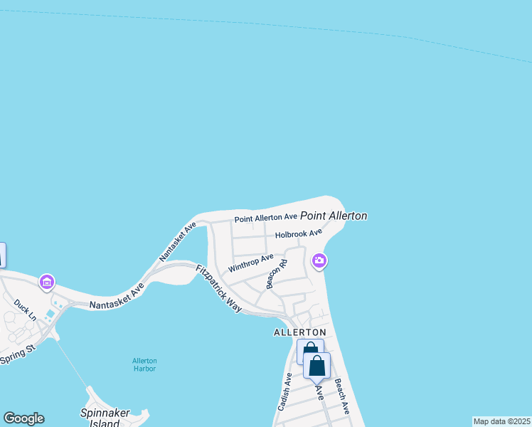 map of restaurants, bars, coffee shops, grocery stores, and more near 32 Point Allerton Avenue in Hull