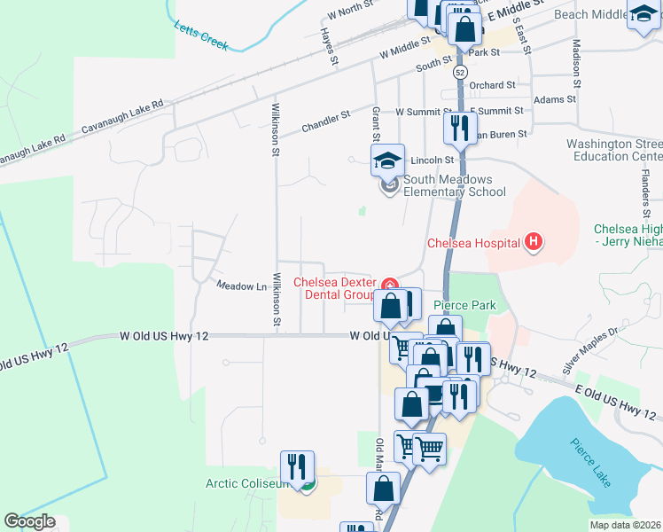 map of restaurants, bars, coffee shops, grocery stores, and more near 503 Arthur St in Chelsea