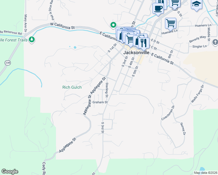 map of restaurants, bars, coffee shops, grocery stores, and more near 653 Sterling Street in Jacksonville