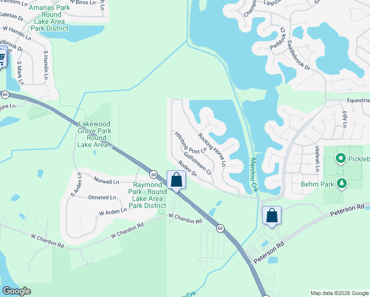 map of restaurants, bars, coffee shops, grocery stores, and more near 124 Gulfstream Court in Grayslake