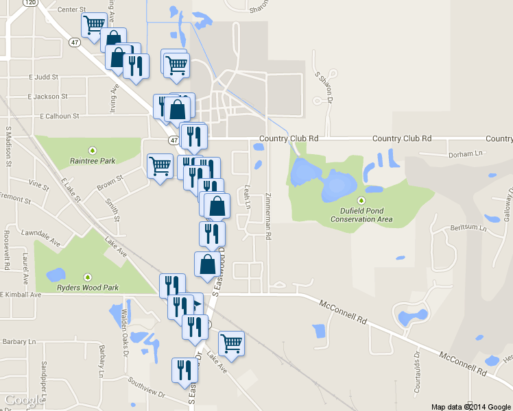 map of restaurants, bars, coffee shops, grocery stores, and more near in Woodstock