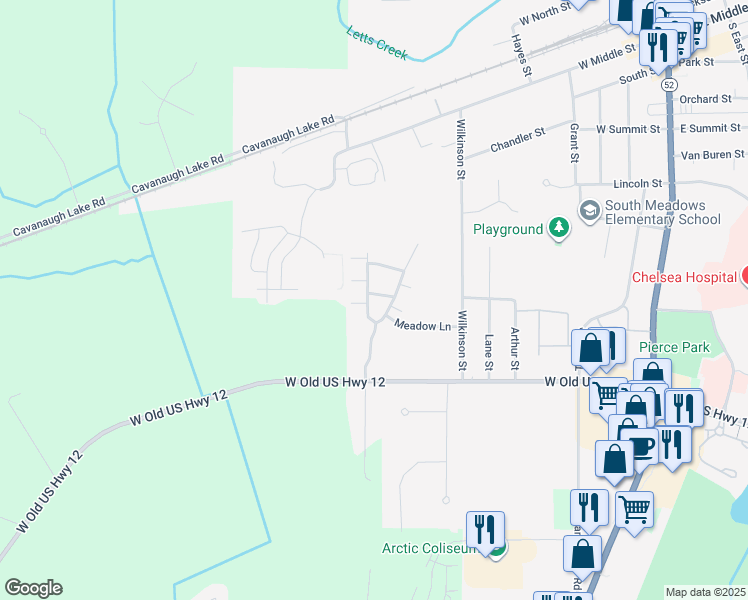 map of restaurants, bars, coffee shops, grocery stores, and more near 726 Fieldstone Circle West in Chelsea