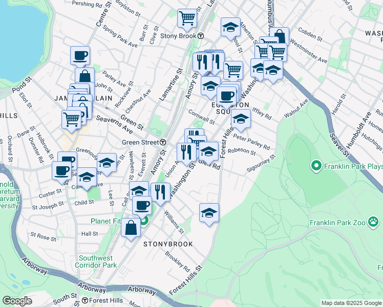 map of restaurants, bars, coffee shops, grocery stores, and more near 11-15R Greenley Place in Boston