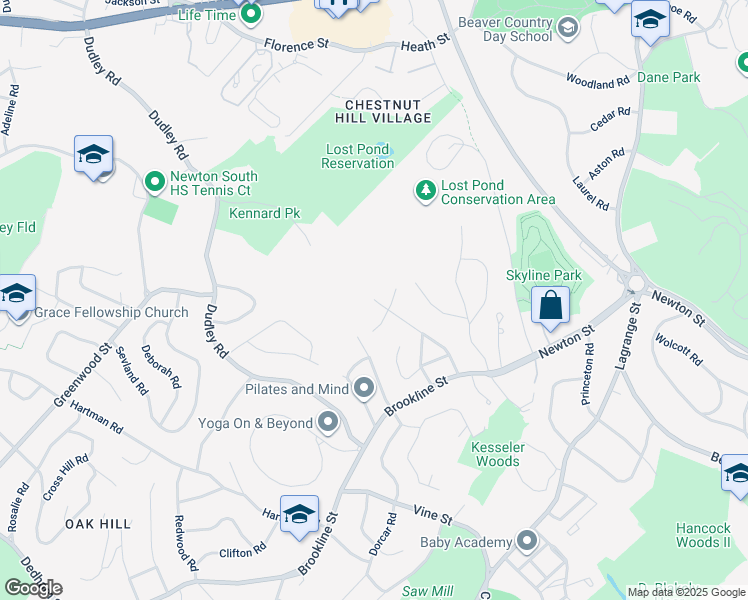 map of restaurants, bars, coffee shops, grocery stores, and more near 199 Audubon Drive in Newton