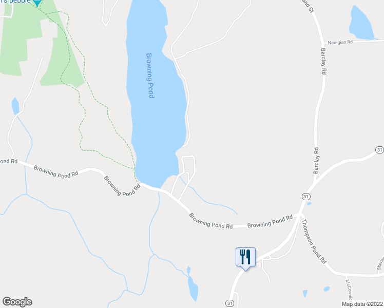 map of restaurants, bars, coffee shops, grocery stores, and more near 87 Browning Pond Circle in Spencer