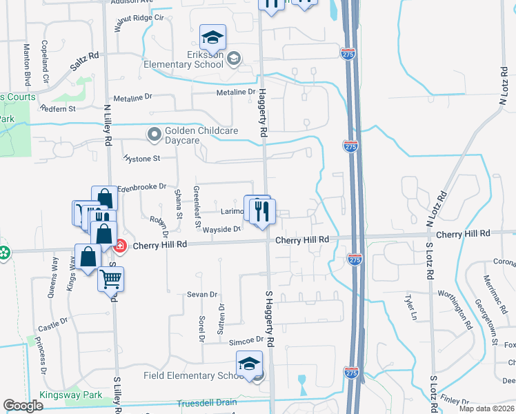 map of restaurants, bars, coffee shops, grocery stores, and more near 265 Selkirk Street in Canton