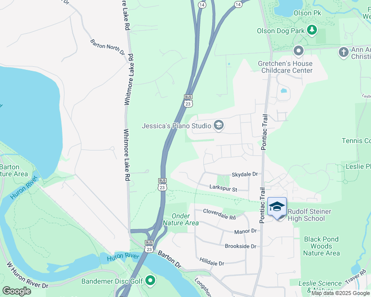 map of restaurants, bars, coffee shops, grocery stores, and more near 2817 Dillon Drive in Ann Arbor