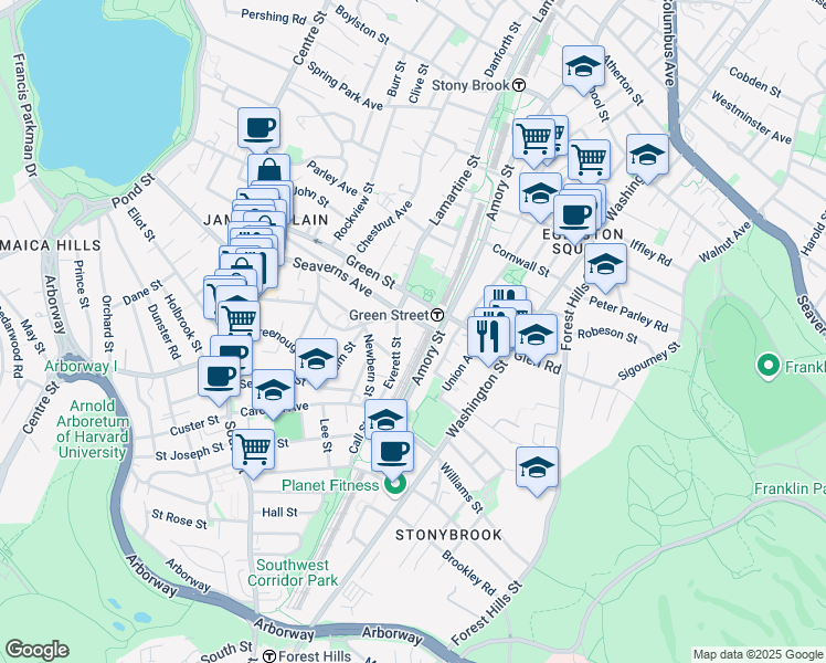 map of restaurants, bars, coffee shops, grocery stores, and more near 2 Everett Street in Boston