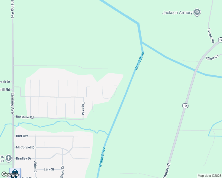 map of restaurants, bars, coffee shops, grocery stores, and more near 5180 Stone River Road in Jackson