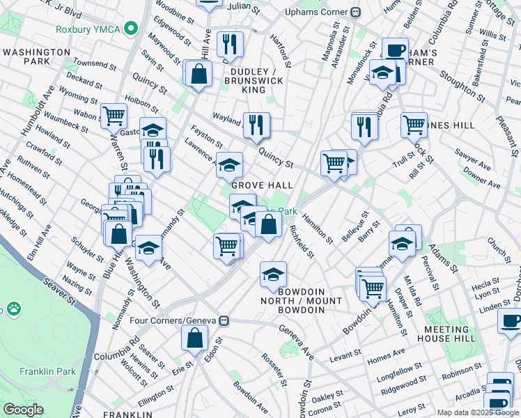 map of restaurants, bars, coffee shops, grocery stores, and more near in Boston
