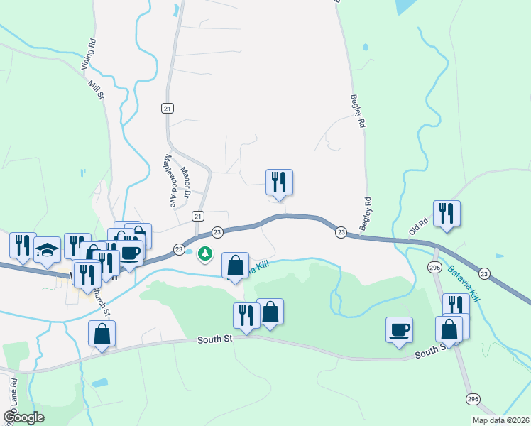 map of restaurants, bars, coffee shops, grocery stores, and more near 5210 New York 23 in Windham