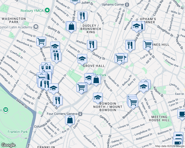 map of restaurants, bars, coffee shops, grocery stores, and more near 254 Magnolia Street in Boston