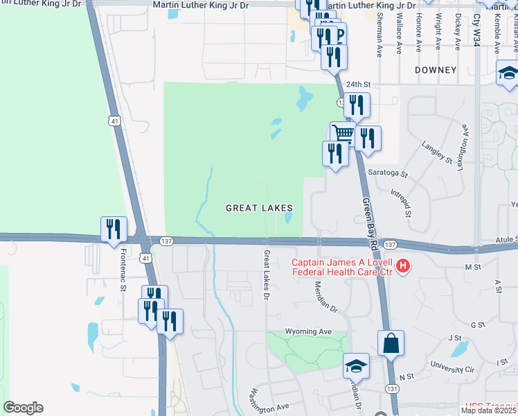 map of restaurants, bars, coffee shops, grocery stores, and more near in North Chicago