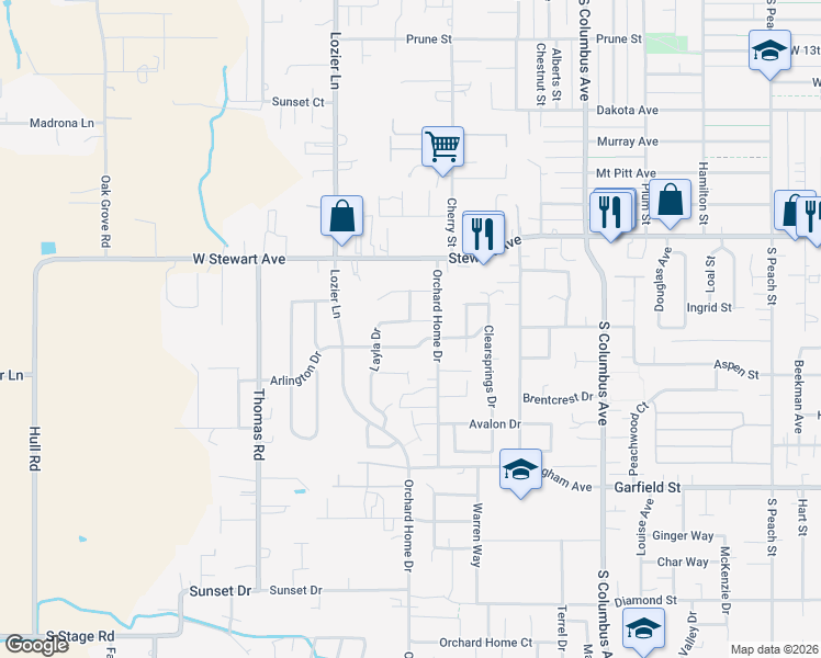 map of restaurants, bars, coffee shops, grocery stores, and more near 1821 Layla Drive in Medford
