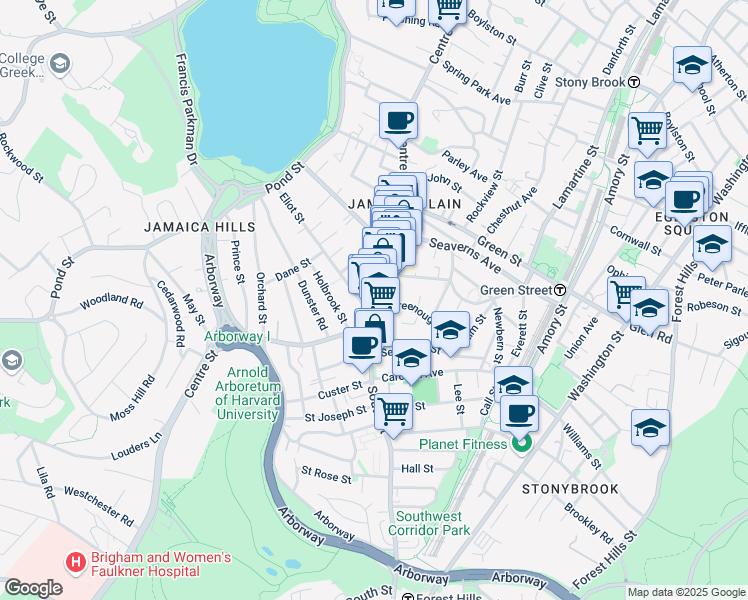 map of restaurants, bars, coffee shops, grocery stores, and more near 753 Centre Street in Boston