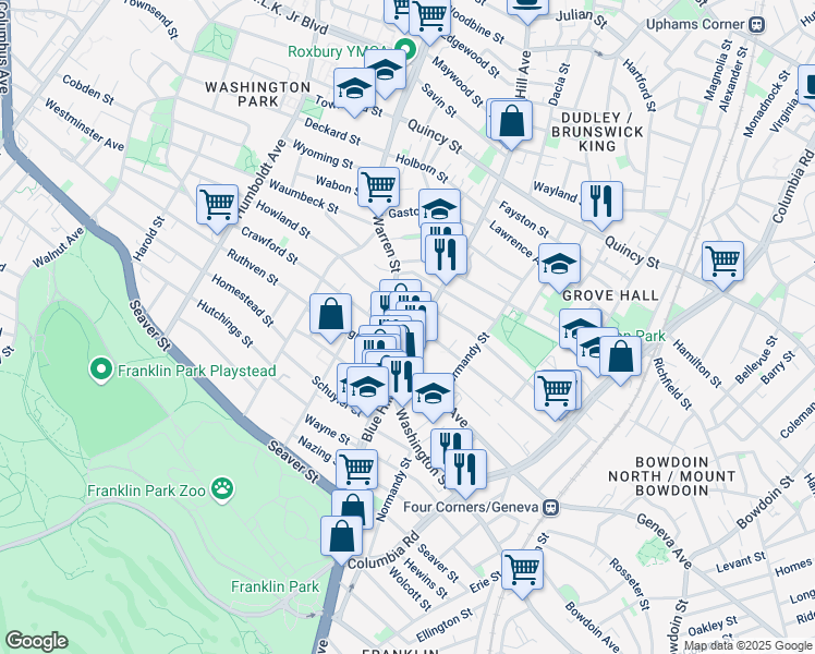 map of restaurants, bars, coffee shops, grocery stores, and more near in Boston