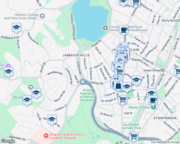 map of restaurants, bars, coffee shops, grocery stores, and more near 32 Prince Street in Boston