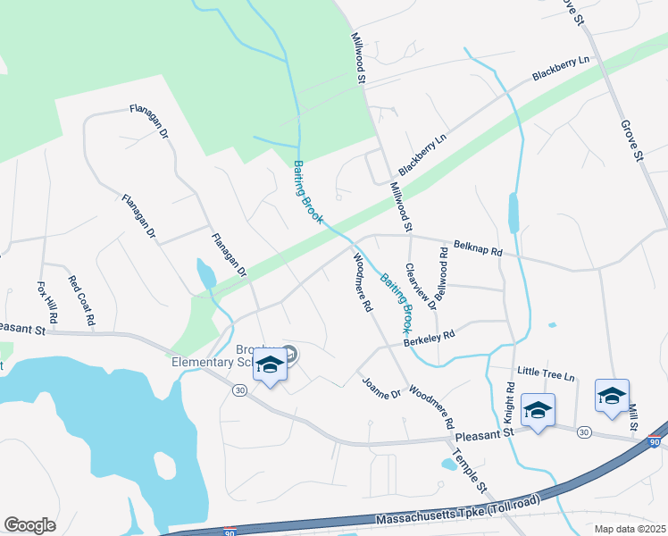 map of restaurants, bars, coffee shops, grocery stores, and more near 528 Belknap Road in Framingham
