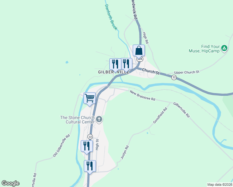 map of restaurants, bars, coffee shops, grocery stores, and more near 23 Summit Road in New Braintree