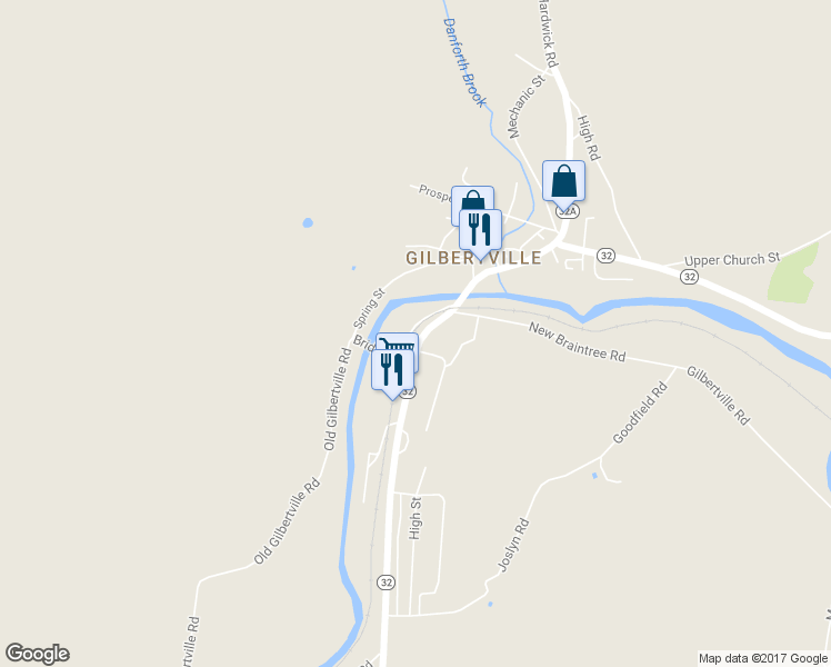map of restaurants, bars, coffee shops, grocery stores, and more near 174 Main Street in New Braintree