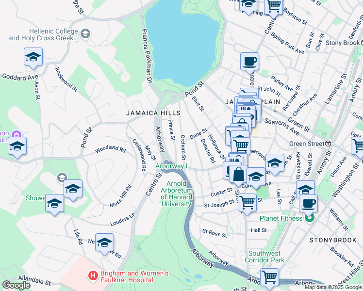 map of restaurants, bars, coffee shops, grocery stores, and more near 32 Prince Street in Boston