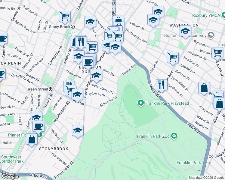 map of restaurants, bars, coffee shops, grocery stores, and more near 4 Park Lane in Boston