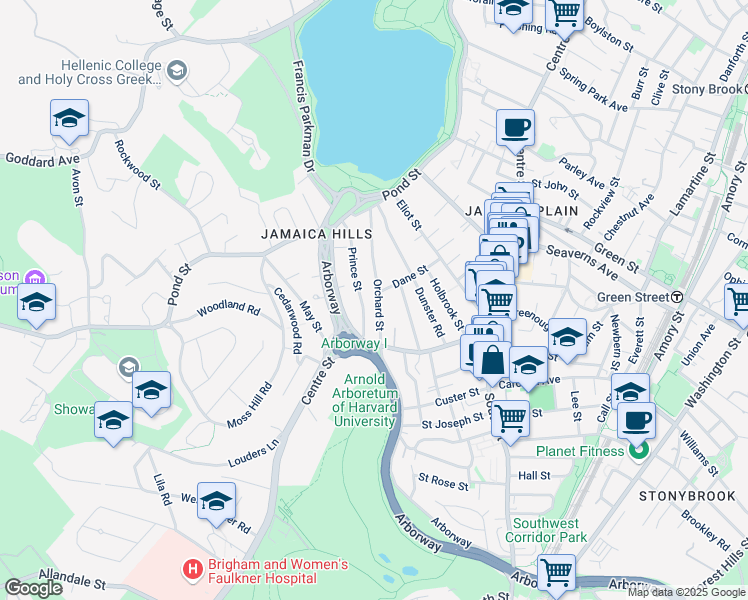 map of restaurants, bars, coffee shops, grocery stores, and more near 32 Prince Street in Boston