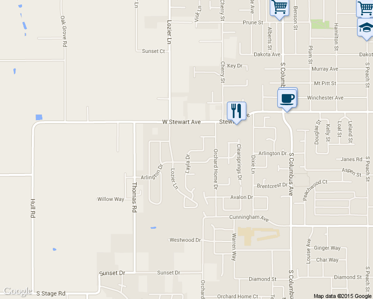 map of restaurants, bars, coffee shops, grocery stores, and more near 1848 Layla Drive in Medford