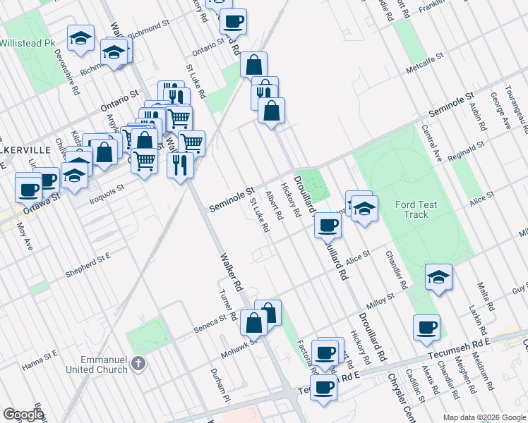 map of restaurants, bars, coffee shops, grocery stores, and more near 1534 Saint Luke Road in Windsor