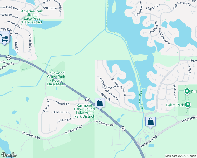 map of restaurants, bars, coffee shops, grocery stores, and more near 251 Rodeo Drive in Grayslake