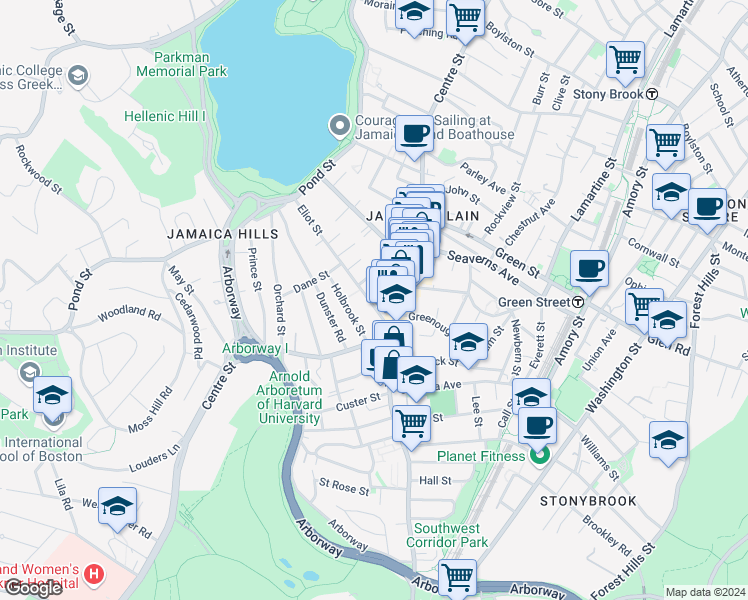 map of restaurants, bars, coffee shops, grocery stores, and more near 11 Eliot Street in Boston