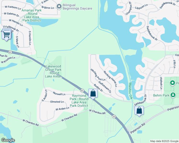 map of restaurants, bars, coffee shops, grocery stores, and more near 256 Rodeo Drive in Grayslake