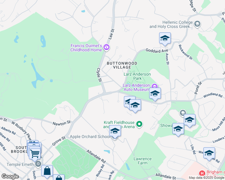 map of restaurants, bars, coffee shops, grocery stores, and more near 147 Newton Street in Brookline